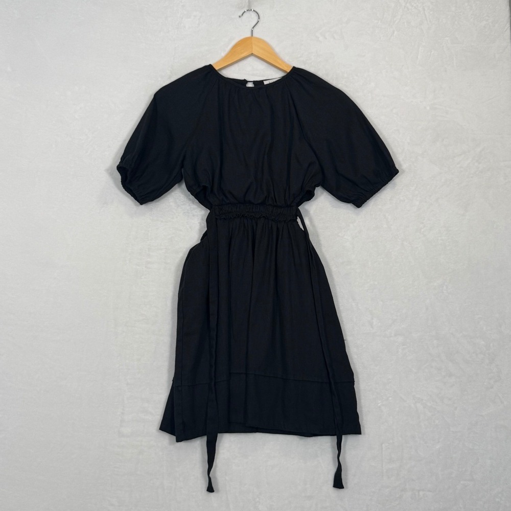 Bohme Black Cutout Puff Sleeve Mini Dress Size S